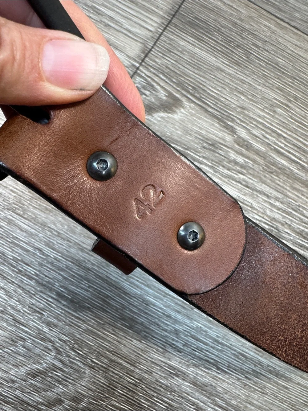 Men's Brown Leather Belt with Matte Black Buckle 42